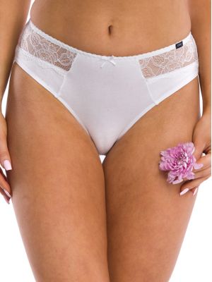 Women's cotton slip-on panties with lace Key LPC 280 (2pcs/pack)