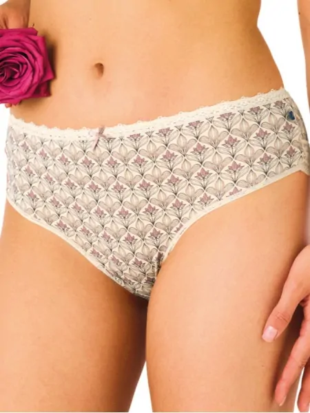 Key LPC 511 Women's Cotton Panties - Thin Lace Trim at the Waistband and Back, 2-Pack