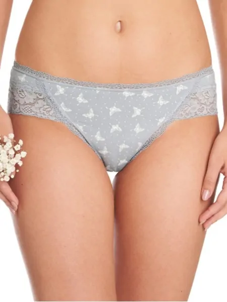 Women's cotton bikini bottoms with a flat waistband and lace decoration (set of 2 pcs in different colors) Key LPC 973 A22