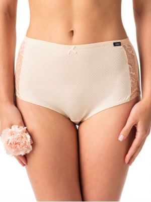 Women’s Quality Cotton High Waist Bikini Panties with Lace Side Panels Set (2 Pack, Assorted Prints) Key LPF 616 A24