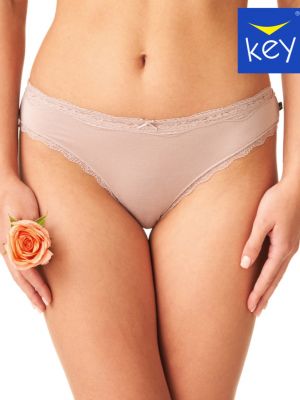 Women’s Lace Trim Bamboo Knit Mini Bikini Panties Set (2 Pack) Key LPR 002