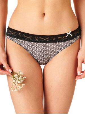 Set of women's printed cotton mini bikini panties with lace waistband (2 pieces in different colors) Key LPR 646 B22