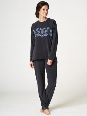 Women's warm fleece pajamas / long sleeve home set Key LHS 983 B22