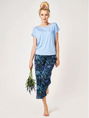 На картинці зображено - Жіночий домашній комплект / піжама Key LNS 538 з бамбукового трикотажу з візерунком чарівного нічного лука | фото 1