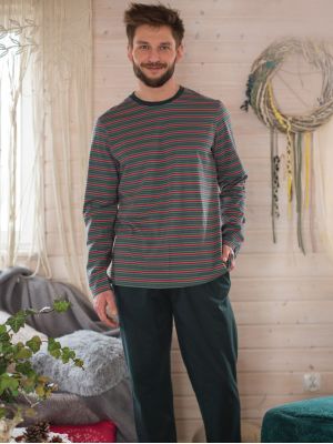 Men's home set / pajamas with a striped jacket Key MNS 380 B21