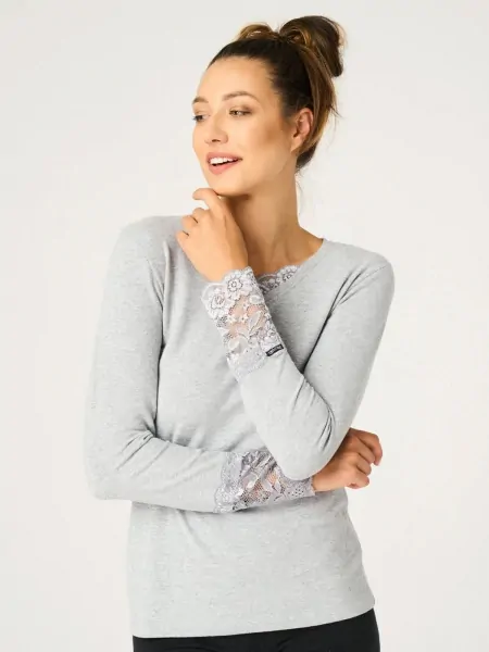 Women's warm cotton thermal T-shirt with brushed on both sides Key Hot Touch LVD 729 4