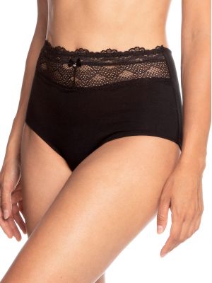 Women's midi panties with lace belt Lama L-4000MX-02 (black)