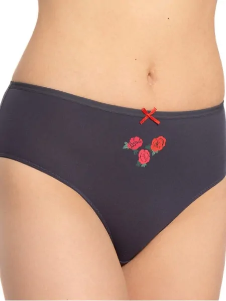 Set of women's closed cotton panties slips with high waist Lama L-122BI-61EX 3-pack, size 2XL