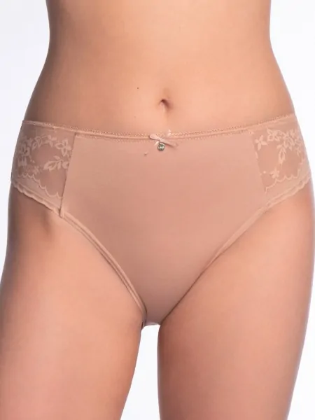 Lama L-MOD1601BI Bikini Panties, Size 2XL - Modal with Lace Sides, Beige