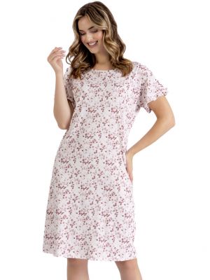 Женская хлопковая ночная сорочка / домашнее платье с цветочным узором Leveza Jus 1437