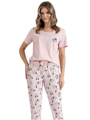 Women's Powder Pink Soft Cotton Pajamas Leveza Fin 1438