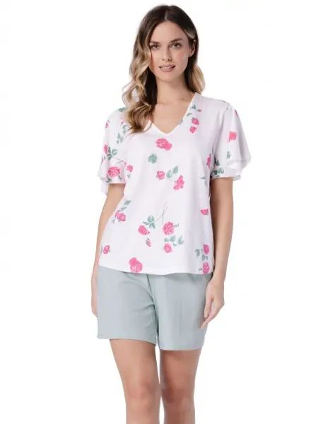 Women's Cotton Floral Pyjama Set with Shorts Leveza Vivian 1725