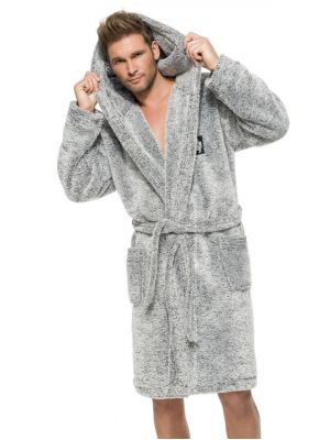 Men's warm terry bathrobe with a hood L&L Bruce