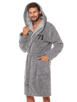Short men's velor bathrobe with a hood L&L 2054 Number