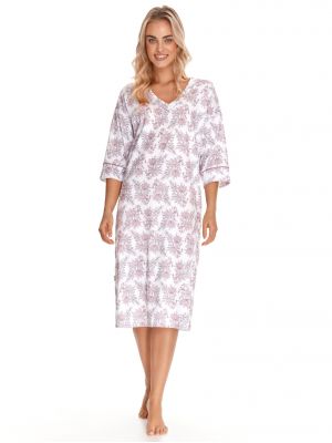 Подовжена жіноча бавовняна нічна сорочка / домашня сукня з рослинним візерунком Taro Susana 2770 S-XL