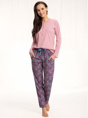 На картинке изображено - Женская хлопковая пижама / домашний комплект теплой уютной расветки Luna 617 3XL | фото 1