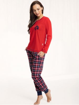 Women's cotton pajamas / home set with plaid pants Luna 625