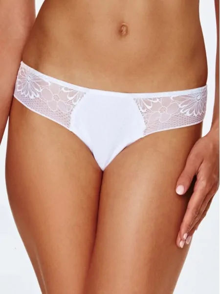 Women's White Lace Low Waist Brazilian Briefs Lupoline 154 White