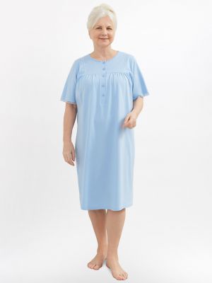Women's long cotton nightgown / home dress with button closure and lace trim Martel Aurelia 249