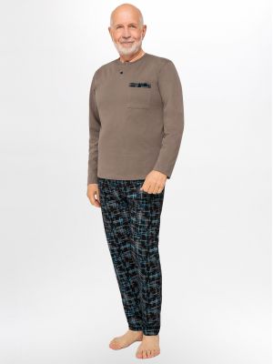 На картинке изображено - Мужская хлопковая пижама / домашний комплект с геометрическим узором Martel 412 Marcel | фото 1