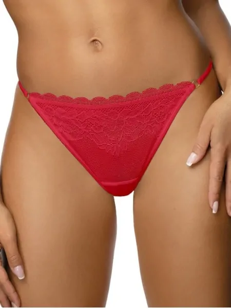 Women's Low Rise Red Thong Panties Mat Estelle S-0198/4/1