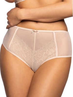 Women's beige thong panties with lace decor Mat S-3705/42 Letika