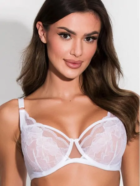 Romantic Semi-Soft Bra with Delicate White Lace Mediolano Amelia 19203 White