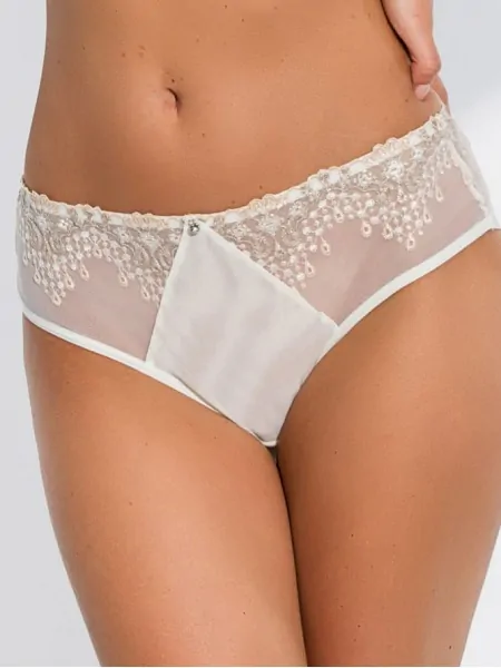 Cream Women's Slip Panties with Exquisite Embroidery Mediolano Louis 19196