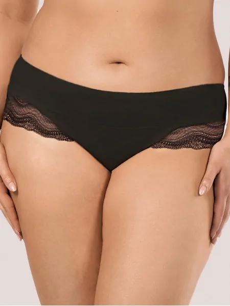 Mefemi Pepite Women's Black Lace Trim Low Waist Brazilian Briefs