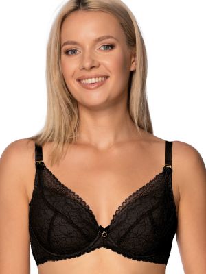 Black lace plunging push-up bra Nipplex Elisabeth