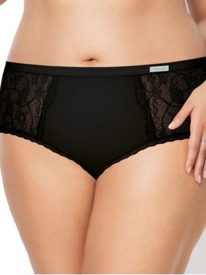 Women's black midi panties with lace decoration Nipplex Victoria