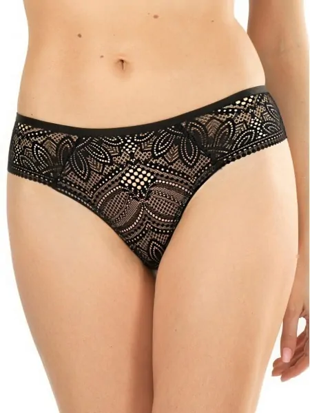 Мережеві трусики бразиліану Mefemi Desire Black / Beige