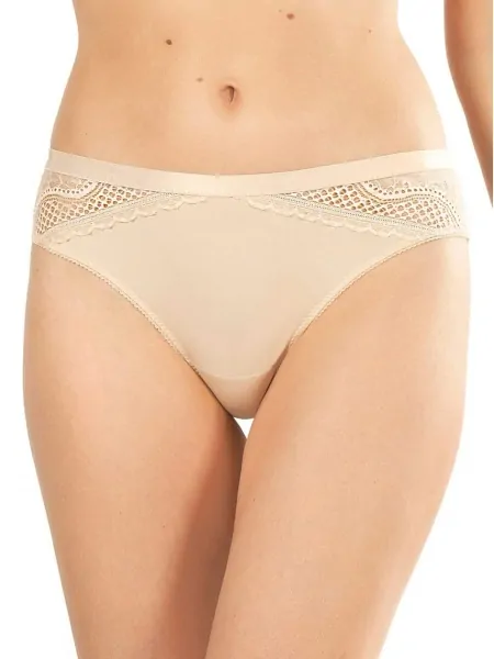 Трусики бразиліана з мереживним декором Mefemi Clarisa Beige
