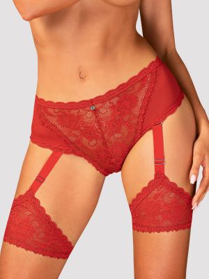 Sexy lace red panties with luxury garters Obsessive Belovya