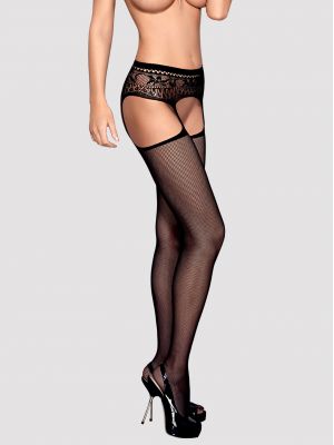 Mesh stockings with lace belt Obsessive S307