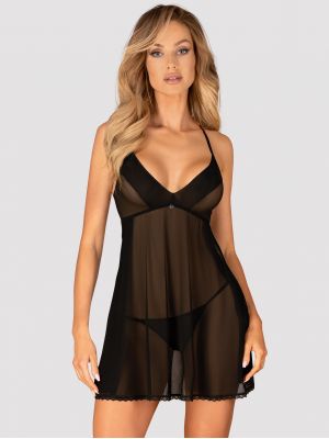 Women's Alluring Sheer Open Back Babydoll and Thong Set Obsessive Latinesa