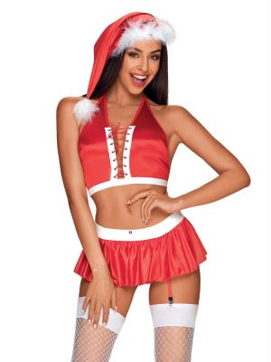 Obsessive Ms Claus Sexy Christmas Game Costume 4 Piece Set