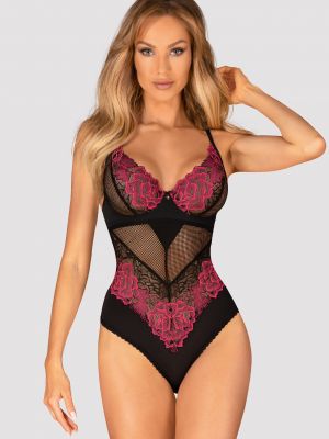 Sensual Black Teddy With Rose Embroidery Obsessive Rosenty