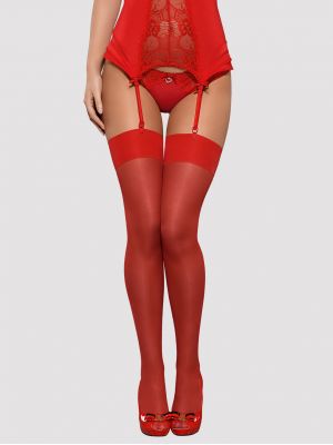 Seductive red stockings under the belt with an elastic crown Obsessive S800