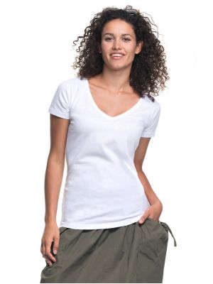 На картинці зображено - Жіноча футболка з коротким рукавом Promostars 22200 V-neck | фото 1