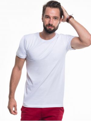 На картинке изображено - Мужская бесшовная футболка Promostars Heavy Slim 21174 белого цвета | фото 1