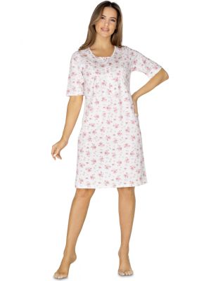 Подовжена жіноча бавовняна нічна сорочка / домашня сукня з квітковим візерунком Regina 083