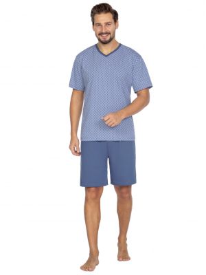 Пижама мужская / набор для дома из хлопка: узорчатая футболка и однотонные шорты Regina 461