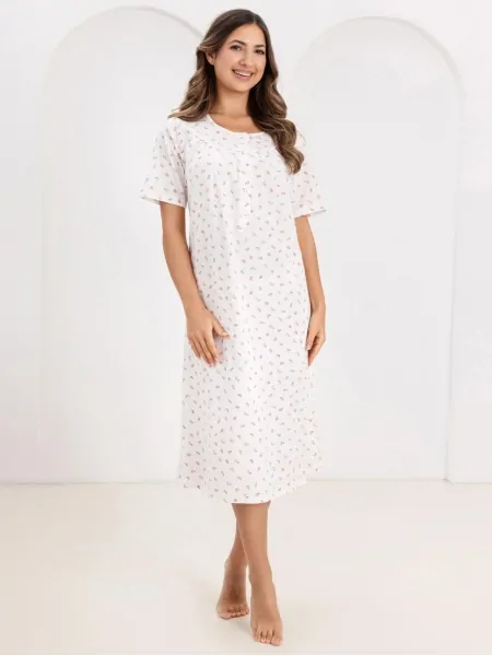 Women's Long Button-Up Cotton Nightgown Regina 019