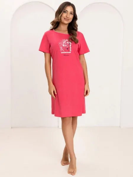 Women's Short-Sleeved Cotton Nightgown with Print Regina 174