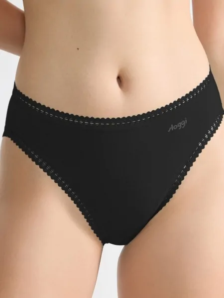 Set of black women's briefs made of soft organic cotton Sloggi Go Crush High Leg 3pack Black