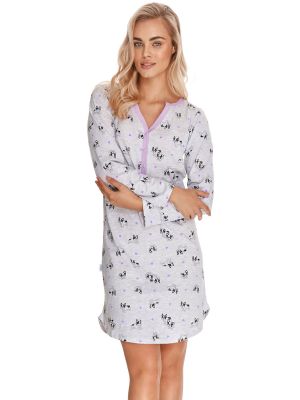 Women's long cotton nightgown / house dress with button closure Taro 2574 Livia S-XL