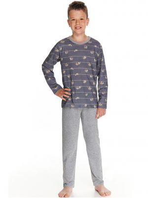 Дитяча бавовняна піжама для хлопчика-підлітка / домашній комплект з довгим рукавом Taro 2622 Harry 122 - 140