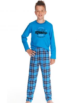 На картинке изображено - Детская хлопковая пижама / домашний комплект с длинным рукавом и ярким принтом для мальчика Taro 2651 Mario 122-140 | фото 1