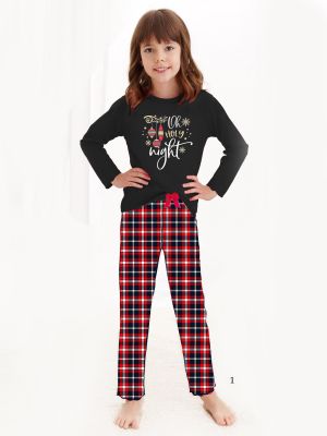 На картинке изображено - Хлопковая пижама / домашний комплект с красочным рождественским принтом для девочек Taro 2722 Santa 122-140